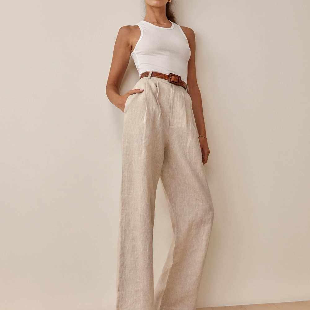 Reformation Linen High-Waisted Vesta Pants